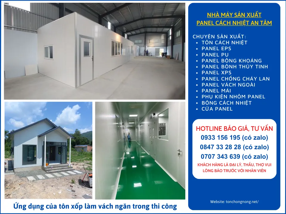 Ứng dụng của tôn xốp làm vách ngăn trong thi công