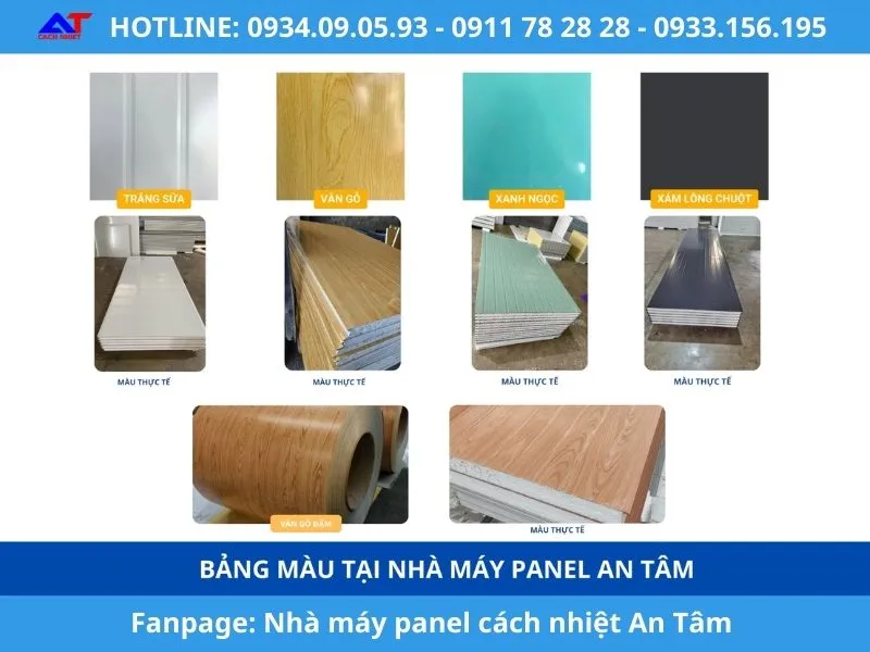 Bảng màu của tấm panel cách nhiệt